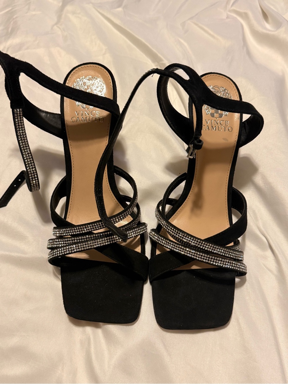 Vince Camuto Black Crystal-Strap Sandal women size 9.5